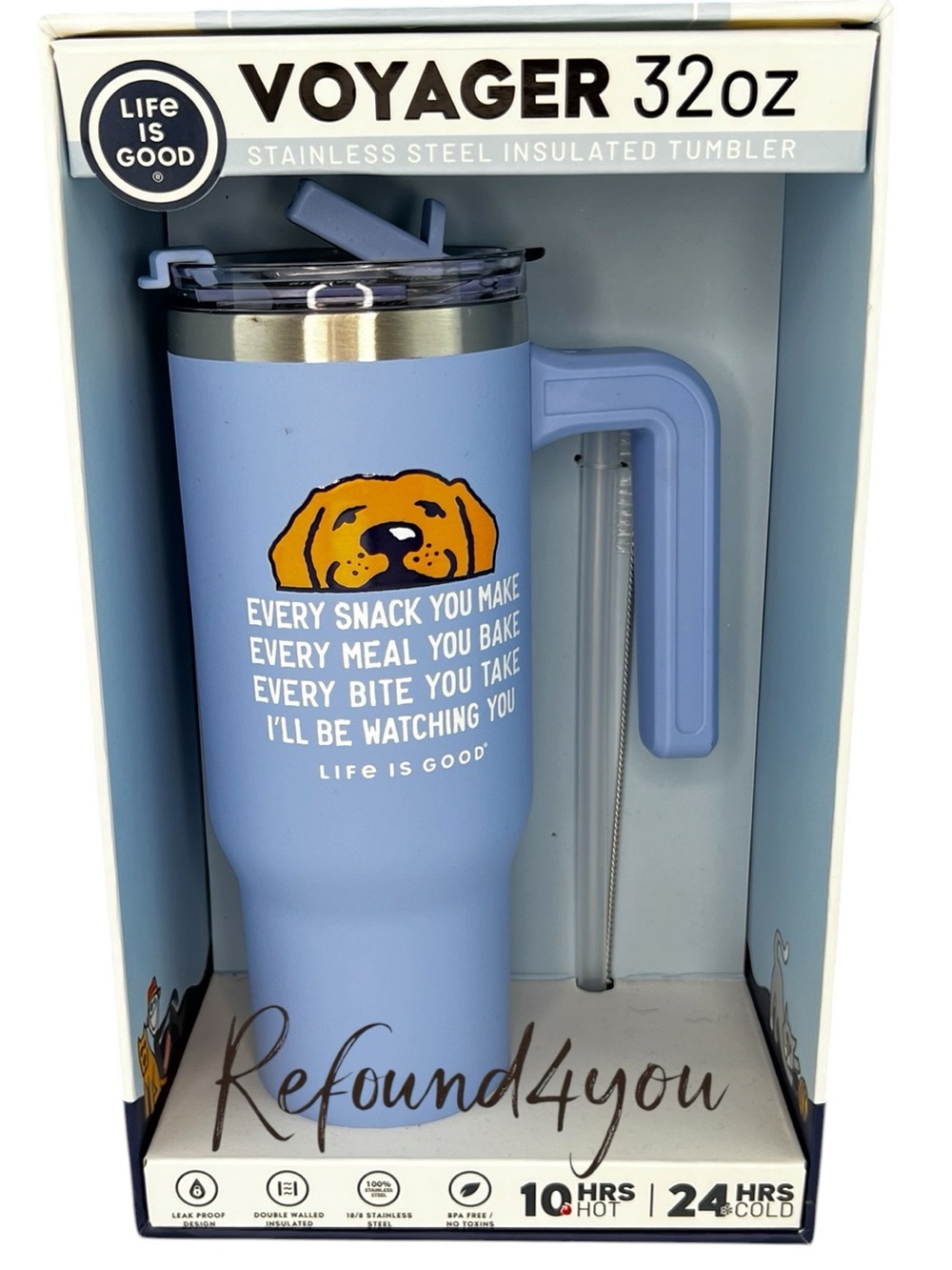Life is Good - ‘ I’ll be Watching You’ 32 ounce insulated H20 bottle. NWT. Firm!